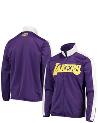 G-III SPORTS BY CARL BANKS Purplewhite Los Angeles Lakers Zone Blitz Tricot Full Zip Track Jacket