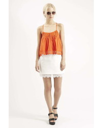 Topshop Textured Lace Hem A Line Skirt