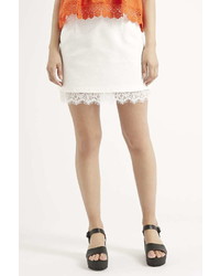 Topshop Textured Lace Hem A Line Skirt