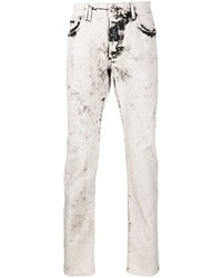 Philipp Plein Bleached Design Slim Cut Jeans