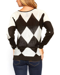 Black White Sheer Argyle Sweater