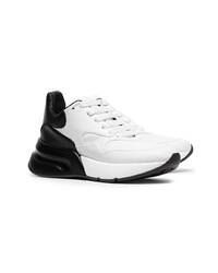 Alexander McQueen Black And White Contrast Leather Sneakers