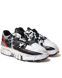 Maison Margiela Fusion Distressed Rubber Trimmed Leather Sneakers