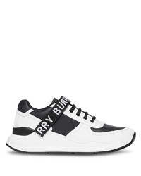 Burberry Logo Detail Leather And Nylon Sneakers