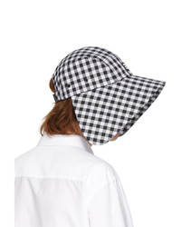 Burberry Black And White Gingham Bonnet Hat