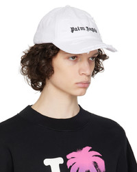 Palm Angels White Ripped Logo Cap