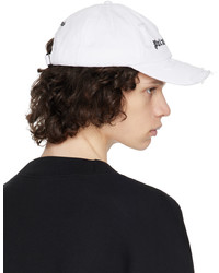 Palm Angels White Ripped Logo Cap