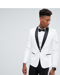 ASOS DESIGN Tall Slim Tuxedo Suit Jacket In White With Black Contrast Lapel