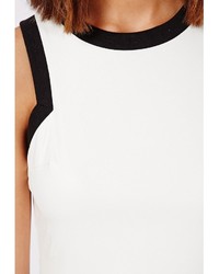 Missguided Constance Pu Racer Neck Contrast Bodycon Dress White