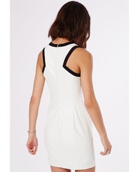 Missguided Constance Pu Racer Neck Contrast Bodycon Dress White
