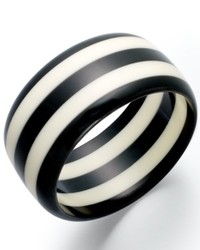 Macy's Robert Rose Black And White Striped Bangle Bracelet