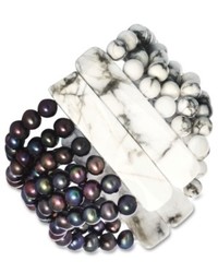 Macy's Stretch Bracelet Dyed Black Cultured Freshwater Pearl 6 Row Stretch Bracelet