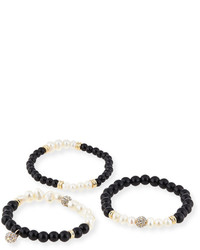 Sequin Set Of 3 Pearlescent Bracelets Whiteblack