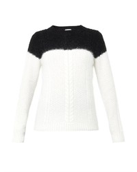 White and Black Cable Sweater