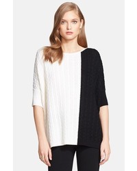 St. John Collection Colorblock Cable Knit Sweater
