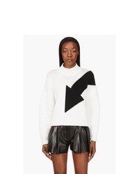 McQ Alexander McQueen White And Black Colorblocked Sweater