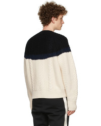 Alexander McQueen Off White Black Aran Knit Bi Color Sweater