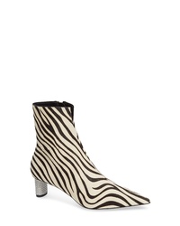 White and Black Calf Hair Ankle Boots