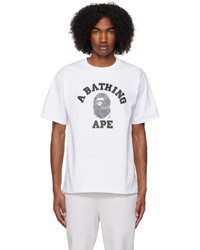 BAPE White Grid Camo College T Shirt