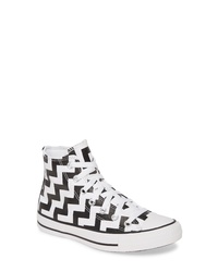 White and Black Canvas High Top Sneakers