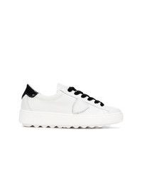 White and Black Canvas Low Top Sneakers