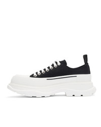 Alexander McQueen Black And White Canvas Platform Sneakers