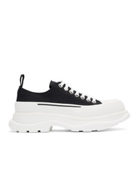 Alexander McQueen Black And White Canvas Platform Sneakers