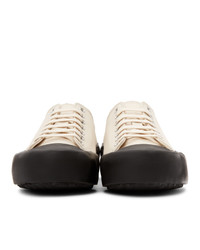 Jil Sander Off White And Black Canvas Sneakers