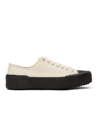 Jil Sander Off White And Black Canvas Sneakers