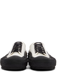 Jil Sander White Black Canvas Low Top Sneakers