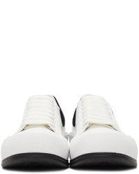 Alexander McQueen White Black Deck Plimsoll Sneakers