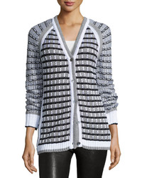 White and Black Check Cardigan