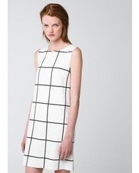 White and Black Check Casual Dress