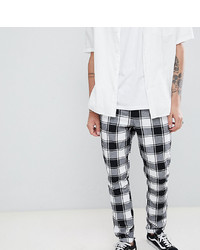 ASOS DESIGN Tall Tapered Trousers In Monochrome Flannel Check