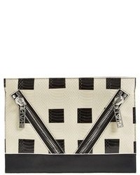 White and Black Check Clutch