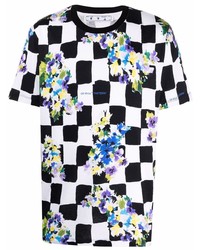 Off-White Checker Floral Print T Shirt