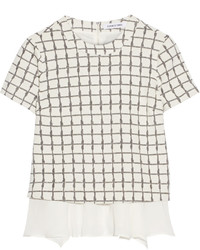 Elizabeth and James Tierney Checked Stretch Knit And Silk Chiffon Top