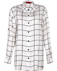 Boohoo Diane Grid Print Oversized Long Sleeve Shirt