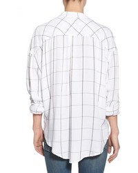 Rails Reese Grid Band Collar Shirt Size X Small White