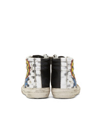 Golden Goose White And Black Grand Prix Sneakers