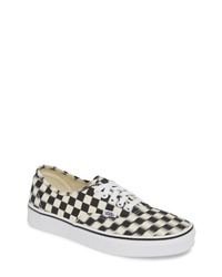 White and Black Check Low Top Sneakers