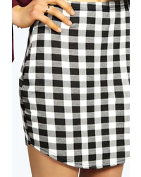 Boohoo Khloe Monochrome Check Mini Skirt