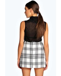 Boohoo Klara Monochrome Check Woven A Line Mini Skirt