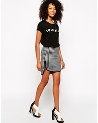 Vero Moda Grid Print Skirt With Zip Front