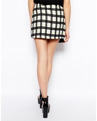 Fashion Union Wrap Skirt In Grid Print With Buckle Detail
