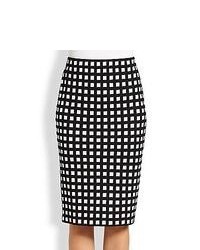 White and Black Check Pencil Skirt