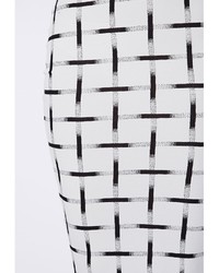 Missguided Kay Grid Print Midi Skirt White