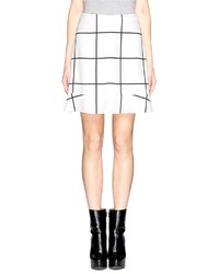 White and Black Check Peplum Skirt