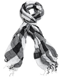 White and Black Check Scarf