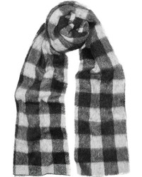 Balenciaga Checked Brushed Knitted Scarf Black